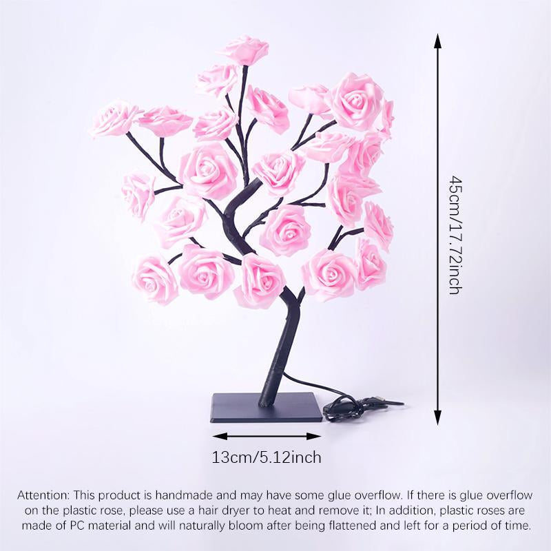 Rose Flower Design Tree Night Light, USB Powered Table Lamp, Versatile Indoor Room Lights for Bedroom, Holiday Decorative Lights, Perfect Valentine'S Day Gift & Home Decor, Nightlight for Bedroom