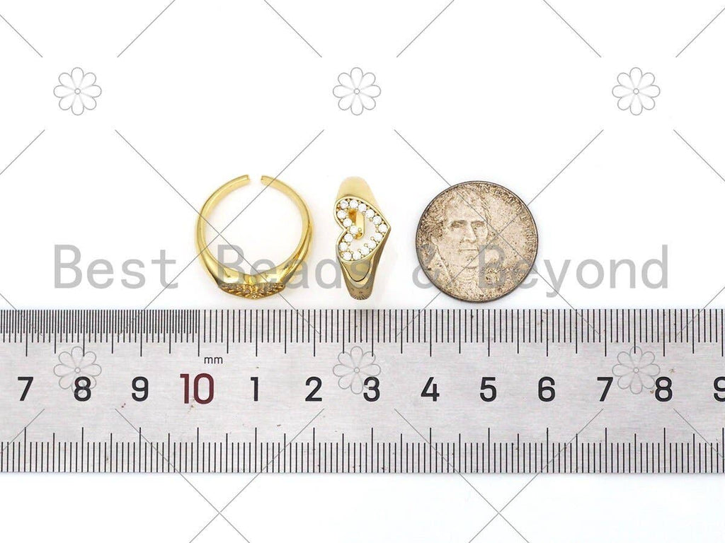 CZ Heart Shape Adjustable Ring, Sku#X256