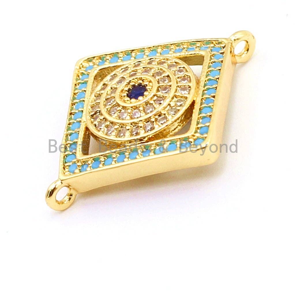 CZ Micro Pave Square Diamond Connector for Bracelet Necklace, Cubic Zirconia Space Connector, 21x25mm, sku#E6C