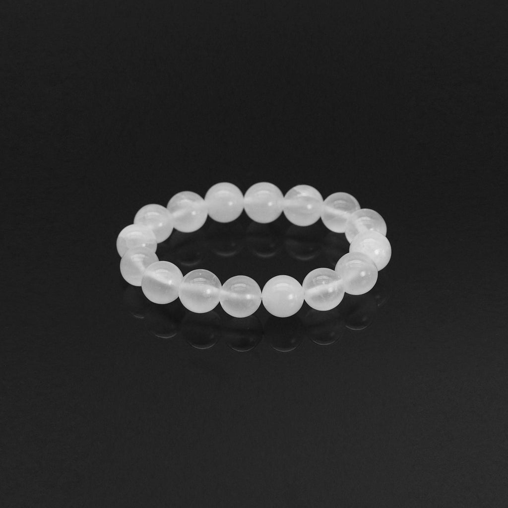Genuine Gypsum Round Smooth Stretchy Bracelet, Sku#EF404