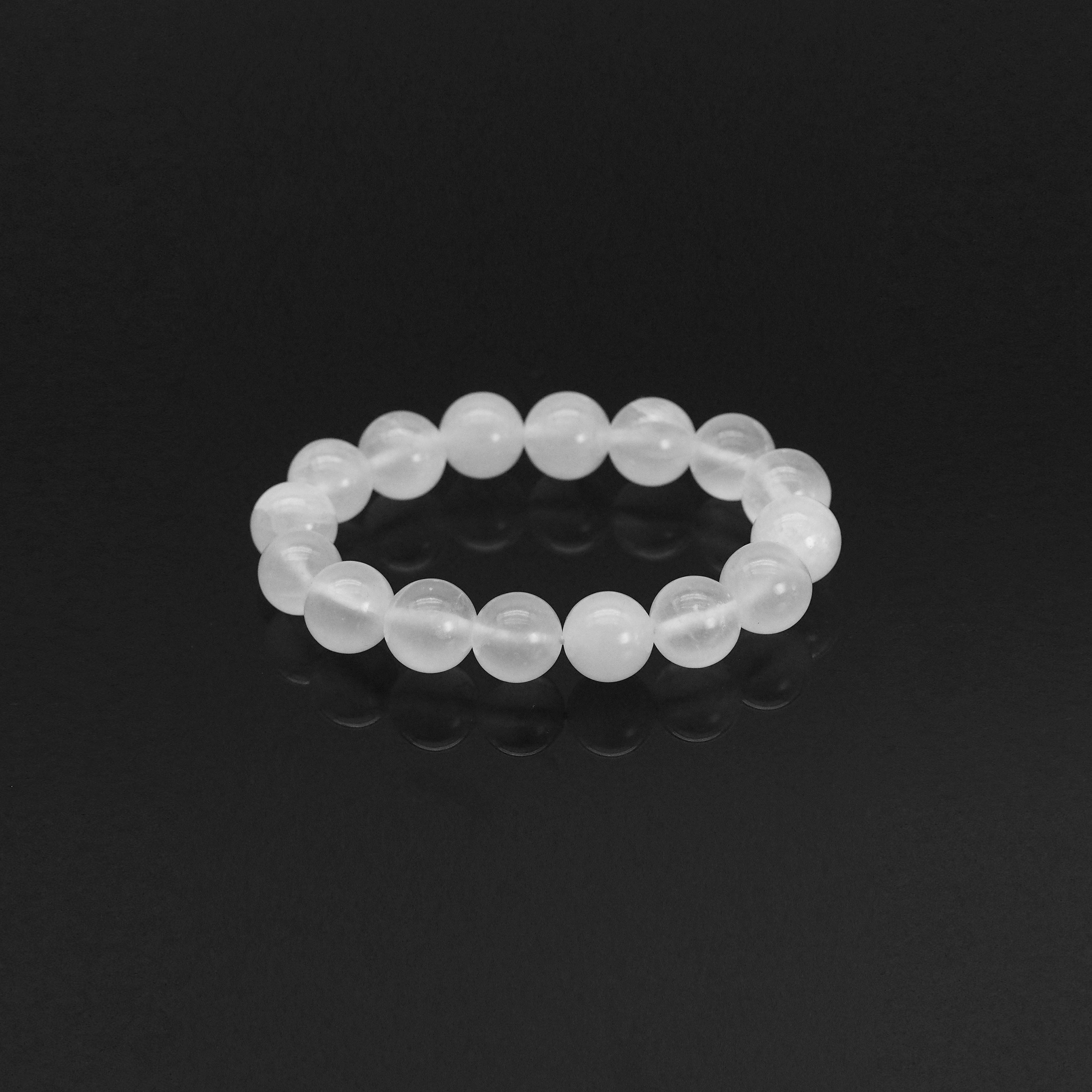 Genuine Gypsum Round Smooth Stretchy Bracelet, Sku#EF404