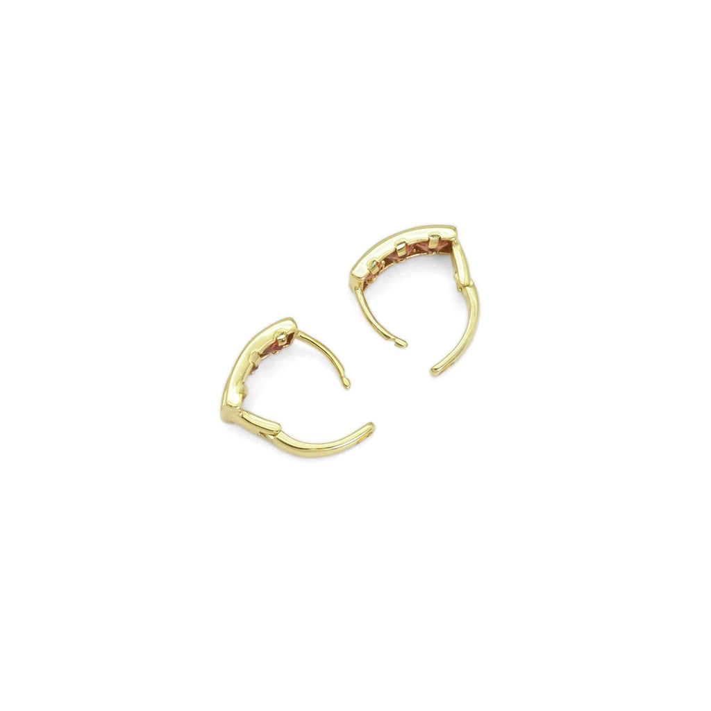 Baguette Colorful CZ Triangle Oval Small Huggie Earring, Sku#Y864