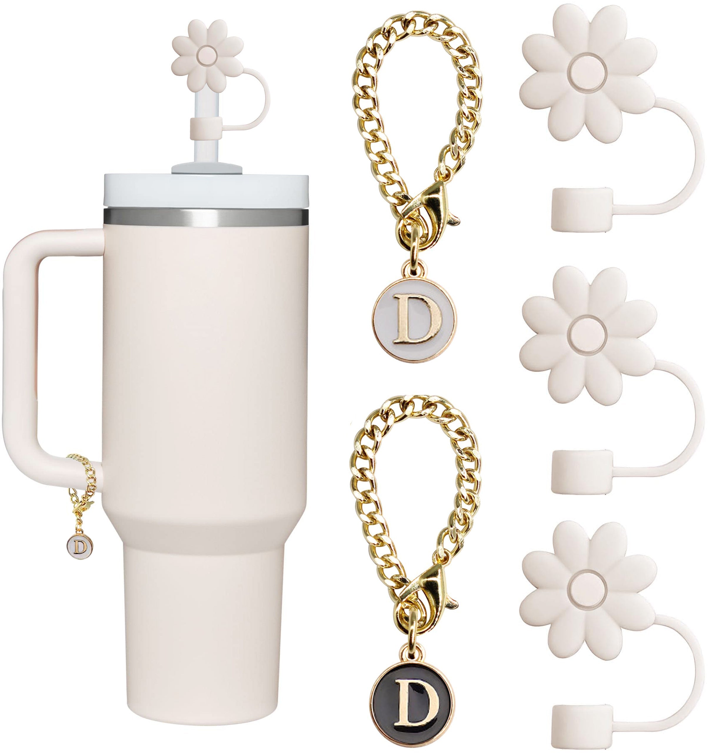 Accessoires de charms lettres pour tasse, 5 charms de poignée lettre ID de nom pour gobelet Simple Modern Cloud