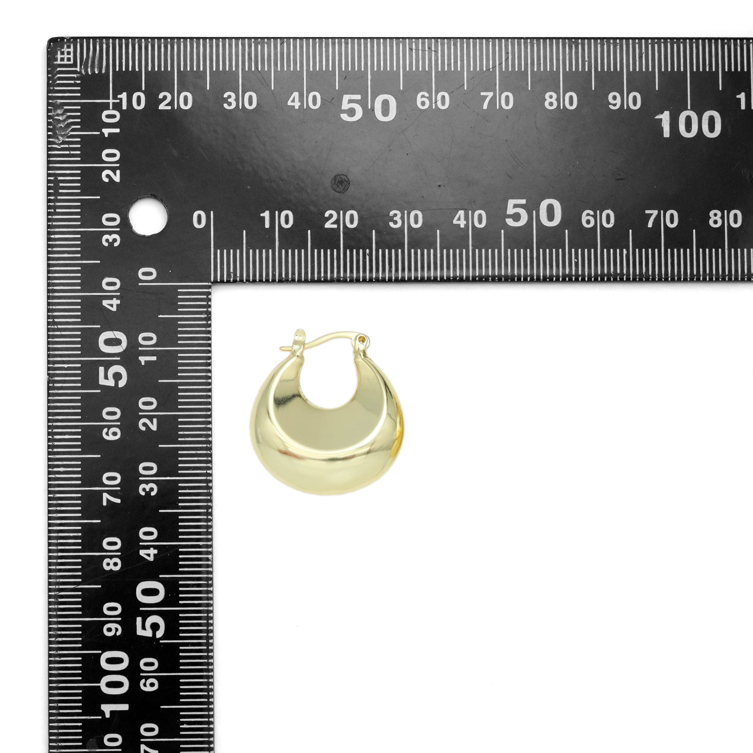 Gold Chucky Donut Geometry Huggie Earrings, Sku#Y947