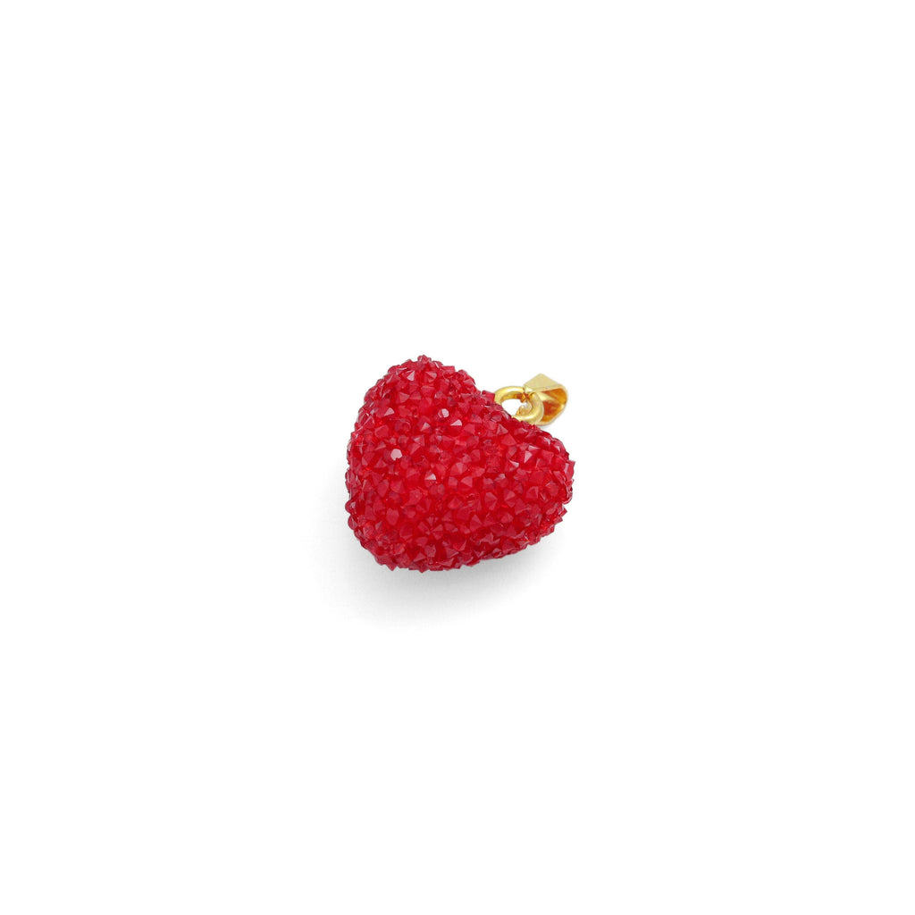 White Red Puffy Heart Charm Pendant,Sku#LD720