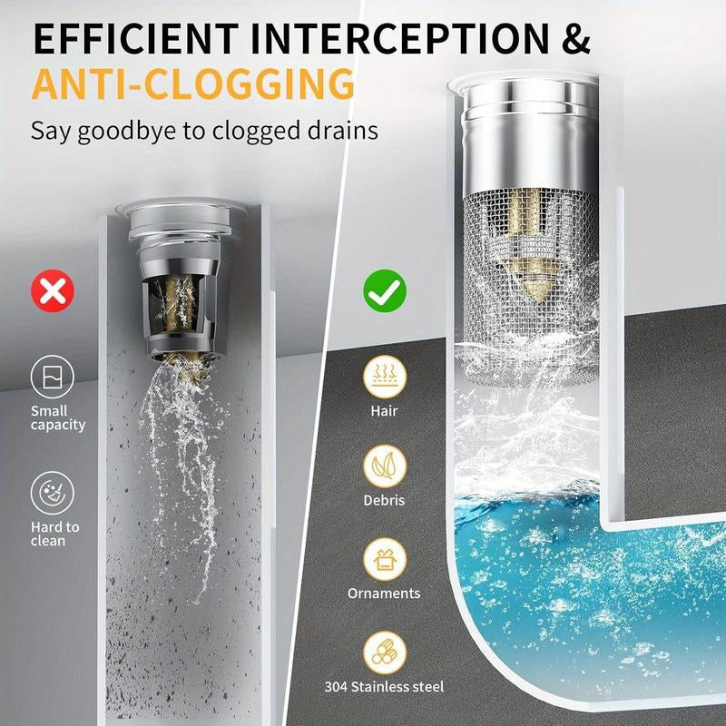 Citydry-Bathroom Sink Stopper Hair Catcher Universal Pop up Sink Drain Filter with Stainless Steel Filter Basket & Brass Drain Plug
