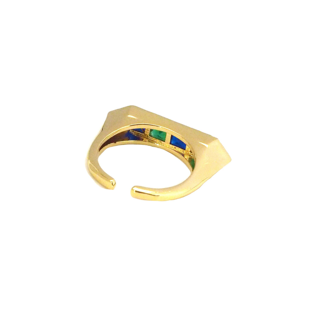 Gold CZ Arrow Bar Adjustable Ring, Sku#LK785