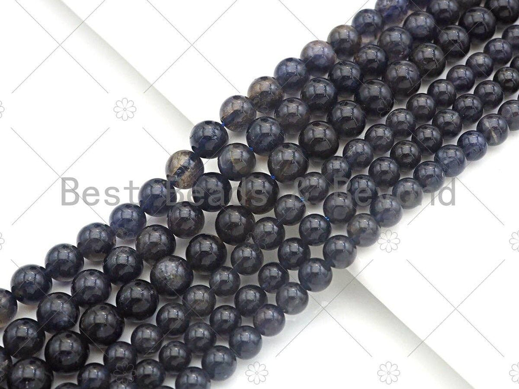 High Quality Genuine Iolite Round Smooth Beads, 6mm/8mm Natural Beads, 15.5'' Full Strand, Sku#U1163