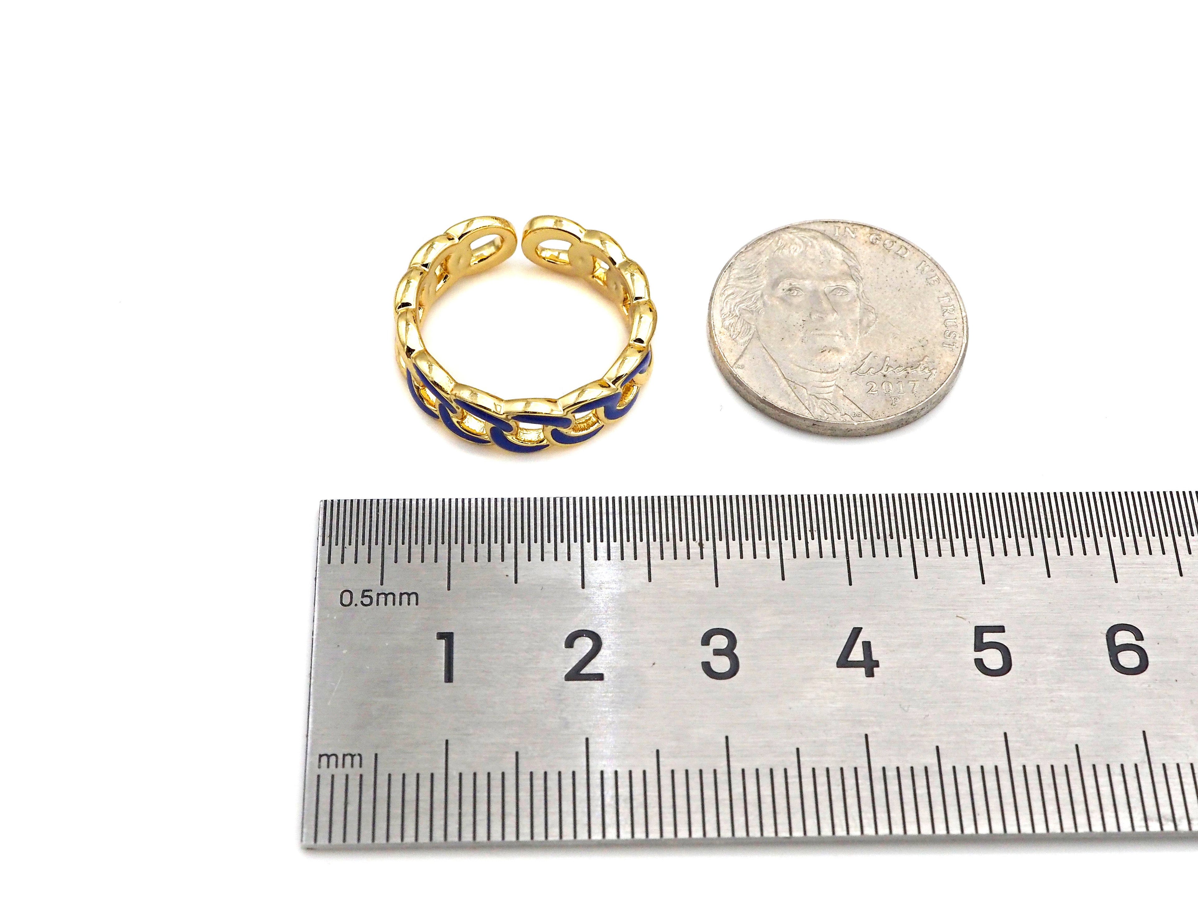 Colorful Enamel Cuban Link Chain Ring, sku#X189