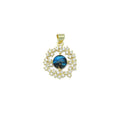 Blue Planet Stone Gold Round Garland Charm Pendant, Sku#LD680