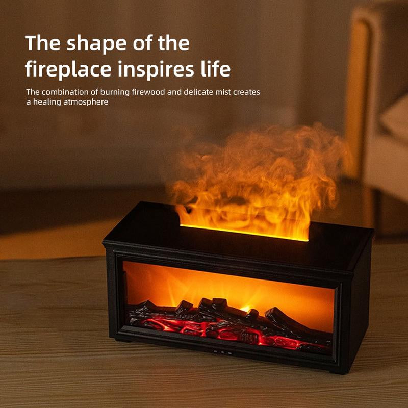 300 Ml Essential Oil Diffuser, 7 Color Flame Modes - Aroma Therapy Device, Air Humidifier , Air Purifier, Fragrance Diffuser, Automatic Shut-Off, Timer and Remote Control, Suitable for Home and Bedroom, Can Be Given as a Gift. Fireplace Humidifier