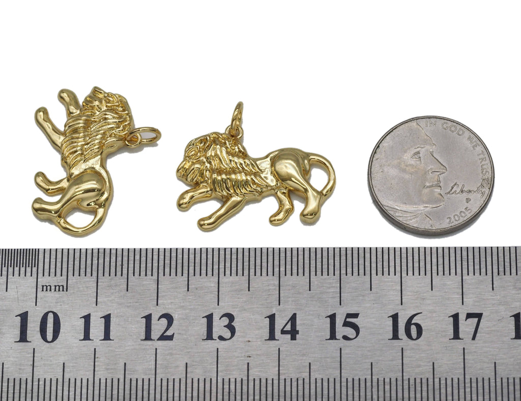 Gold CZ Runniing Lion Charm, Sku#LX91
