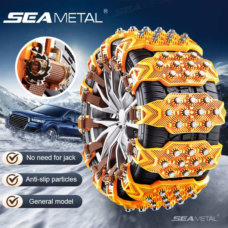 SEAMETAL 4PCS Car Winter Tire Wheels Snow Chains Snow Tire Anti-Skid Chains Wheel Tyre Cable Belt Winter Outdoor Emergency Tools