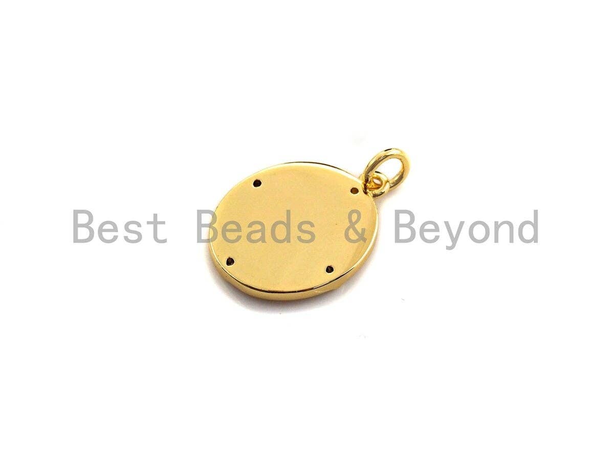Clear CZ Micro Pave Snake Embossment On Oval Pendant Charm, Cubic Zirconia Charm, 13x17mm,sku#Z854