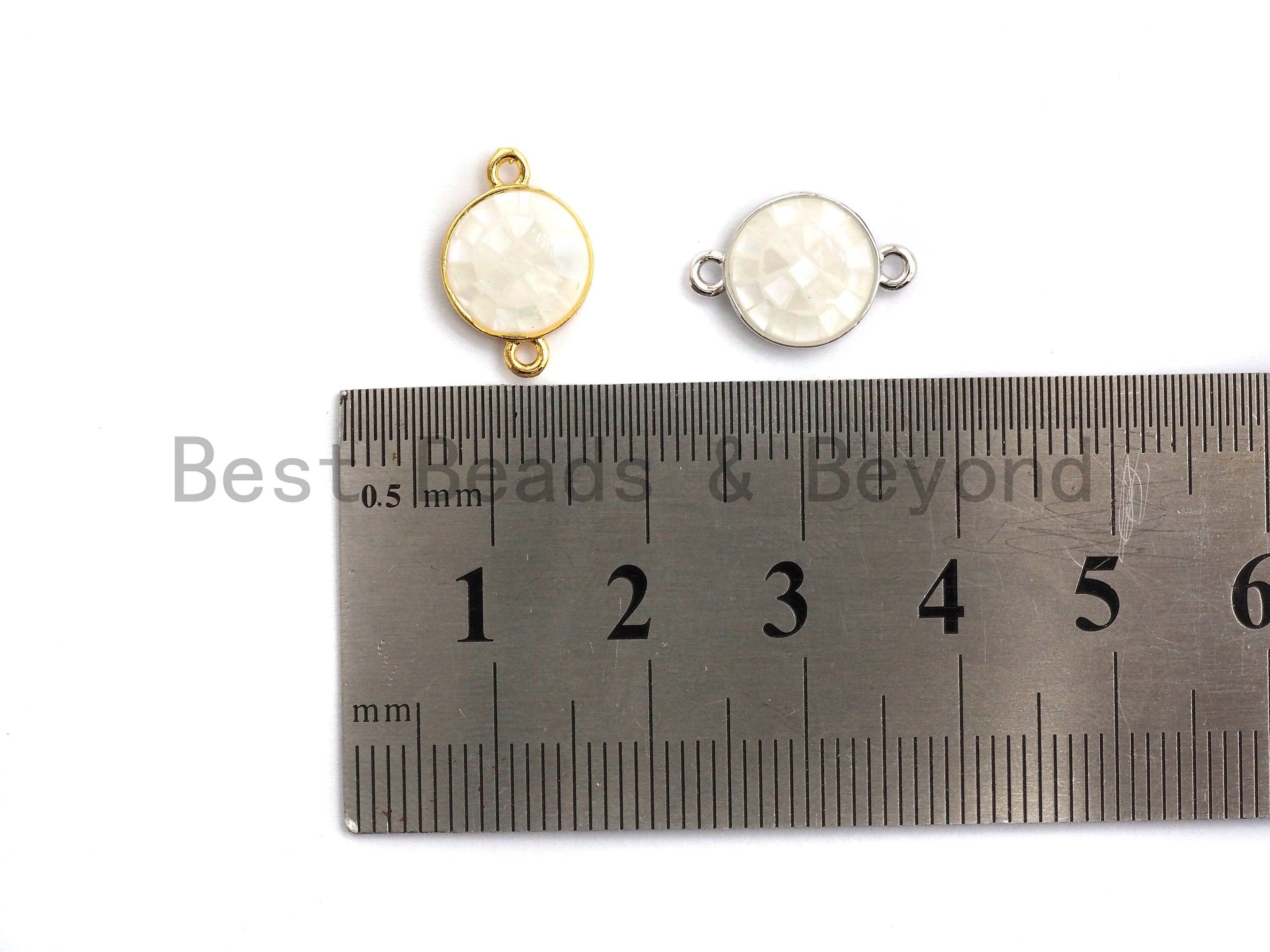 100% Natural White Shell Round Connector with Gold/Silver Finish, White Mother of Pearl Shell Connector, 10x15mm,SKU#Z279