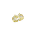 Gold CLear CZ Butterfly Thick Band Adjustable Ring, Sku#LD431