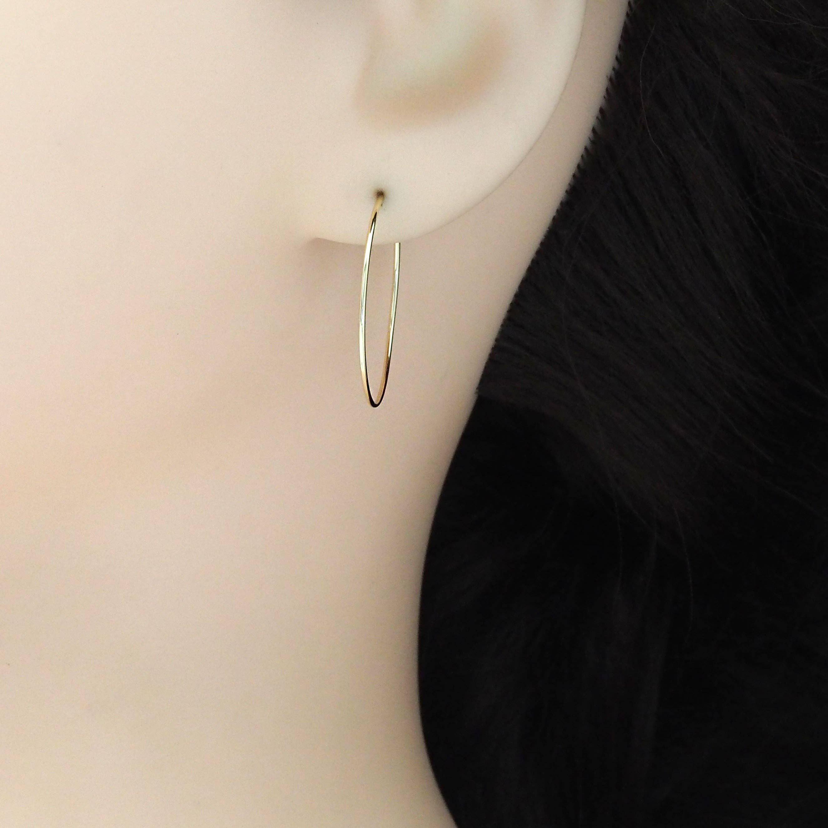 Thin Gold Round Hoop Earrings, Sku#LX389C
