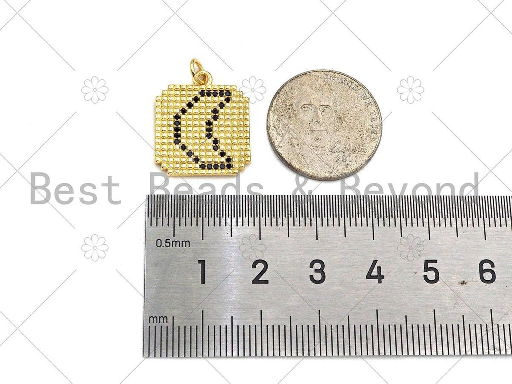 Gold Filled Black CZ Micro Pave Moon Star On Mosaic Square Shape Pendant,18K Gold Filled Charm, Necklace Bracelet Charm,17x20mm,Sku#LK337