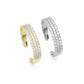 Gold Silver Three CZ Diamond Row Adjustable Bracelet, Sku#LX372