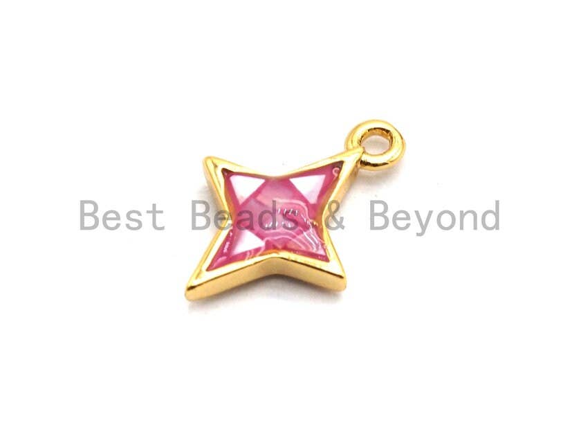100% Natural Pink Color Shell North Star Charm, Fuchsia Pink Shell Star, Pink Shell Charm, Natural Shell Charm 10x14mm,SKU#Z345