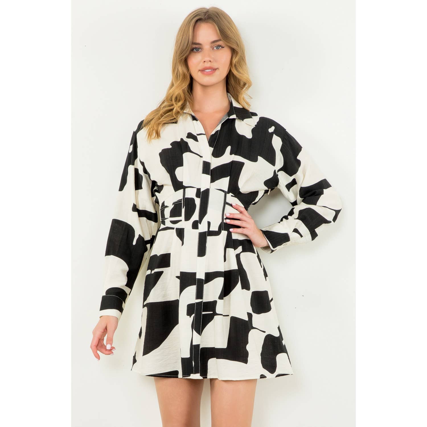 Winona - Long Sleeve Print Mini Dress