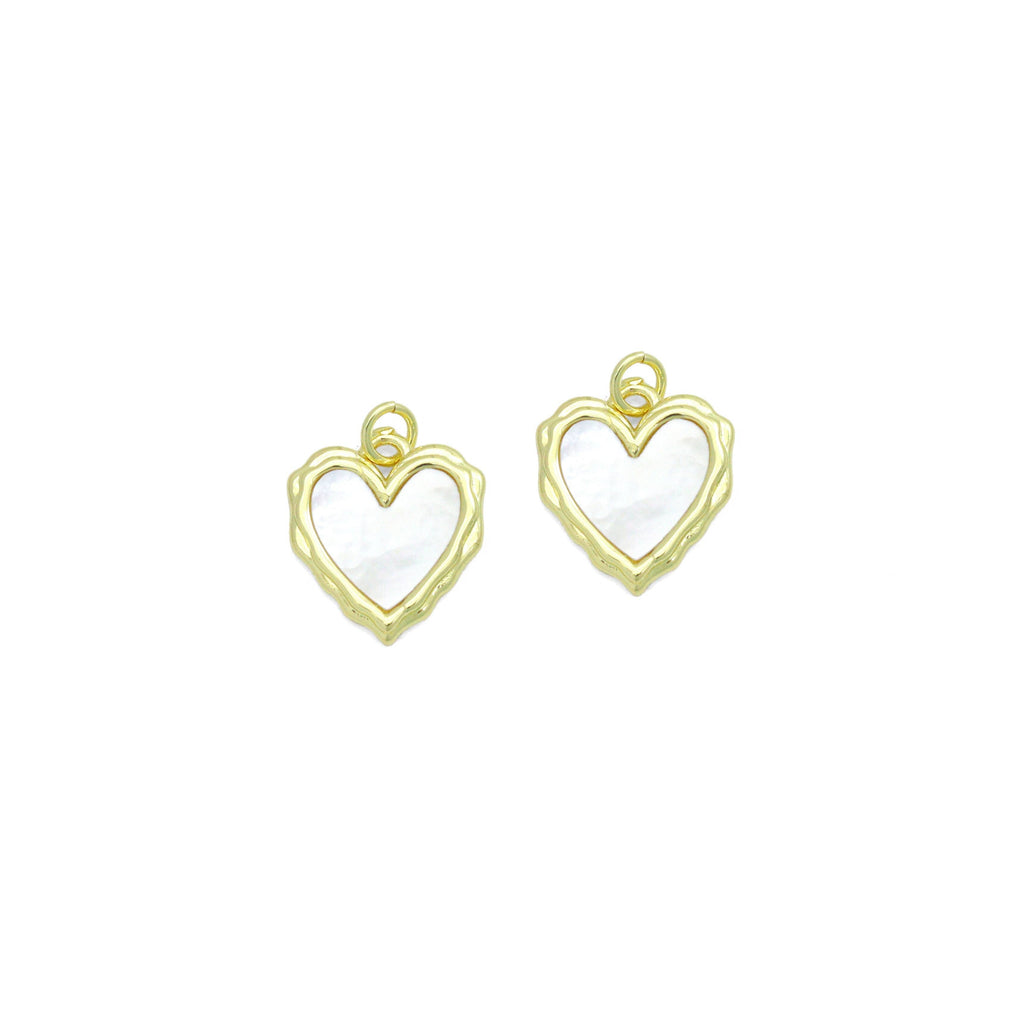 White Pearl Textured edge Heart Frame Charm Pendant,Sku#LK1217