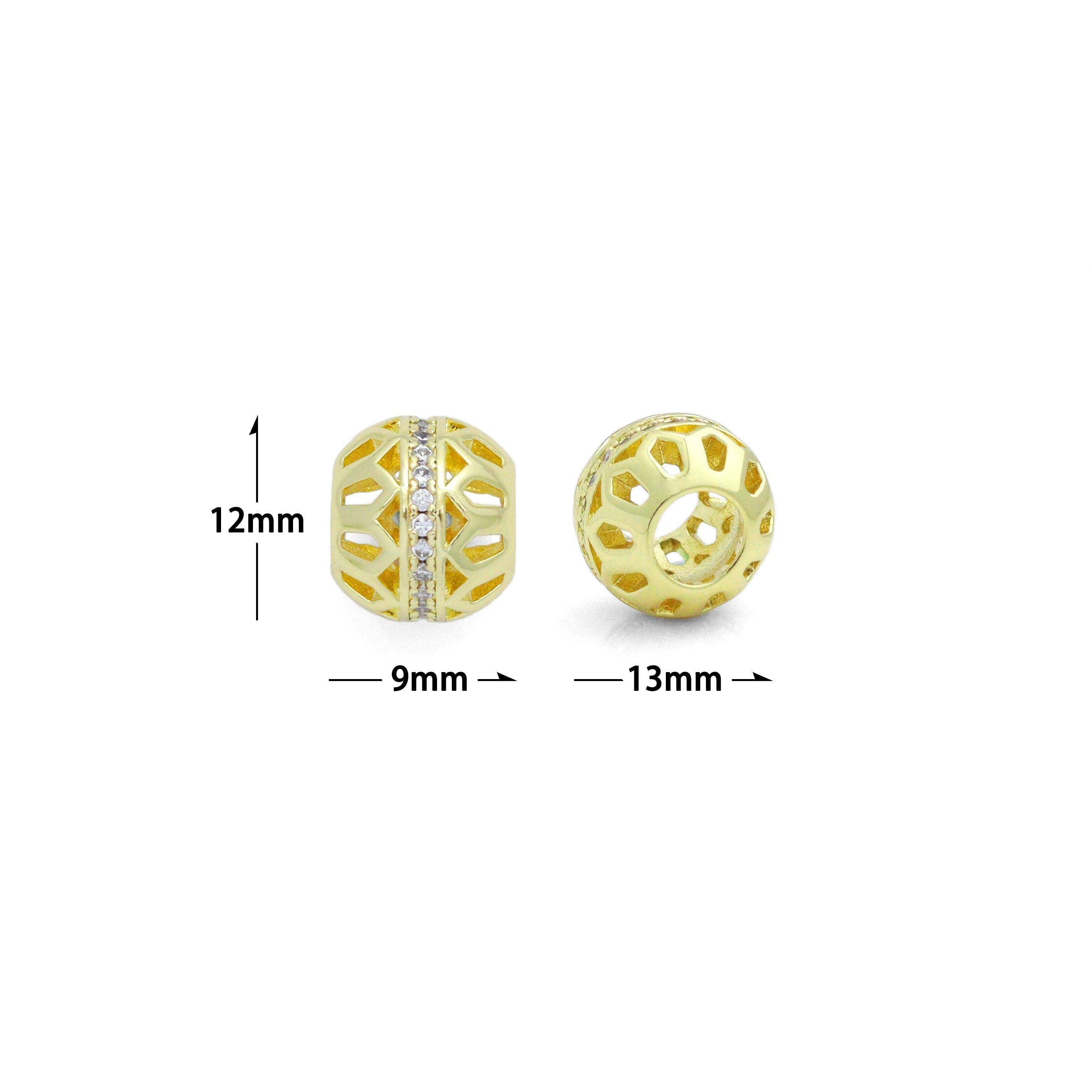 CZ Gold Filigree Large Hole Spacer beads, Sku#LK1156