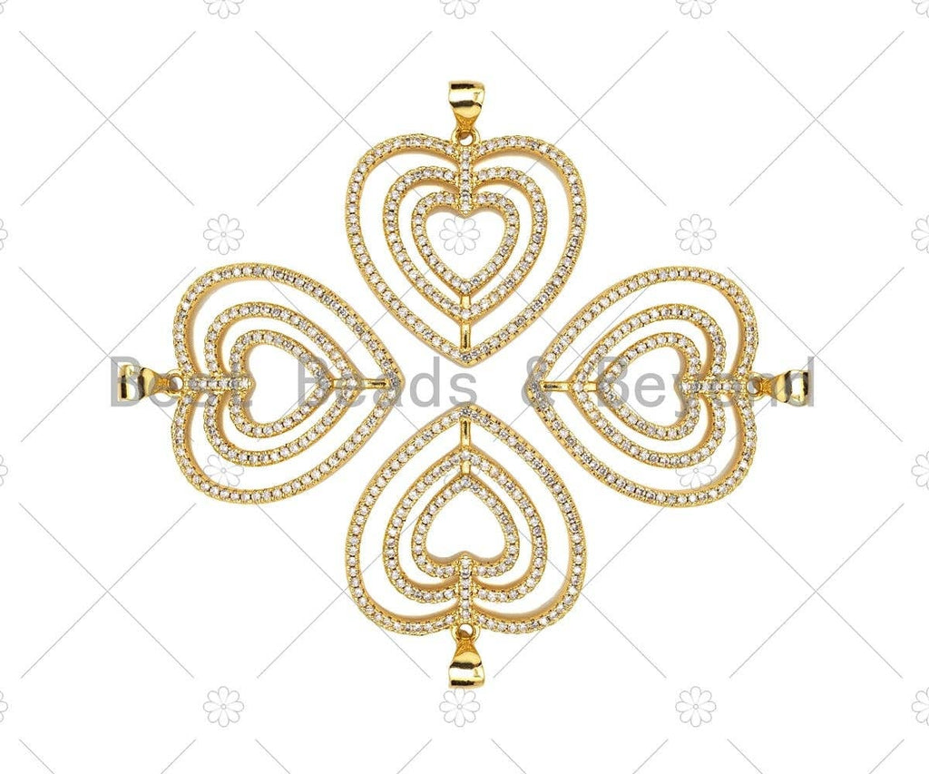 CZ Micro Pave Circled Heart Shape Pendant/Charm,CZ Dainty Gold Charm, 25x26mm,Sku#LD77
