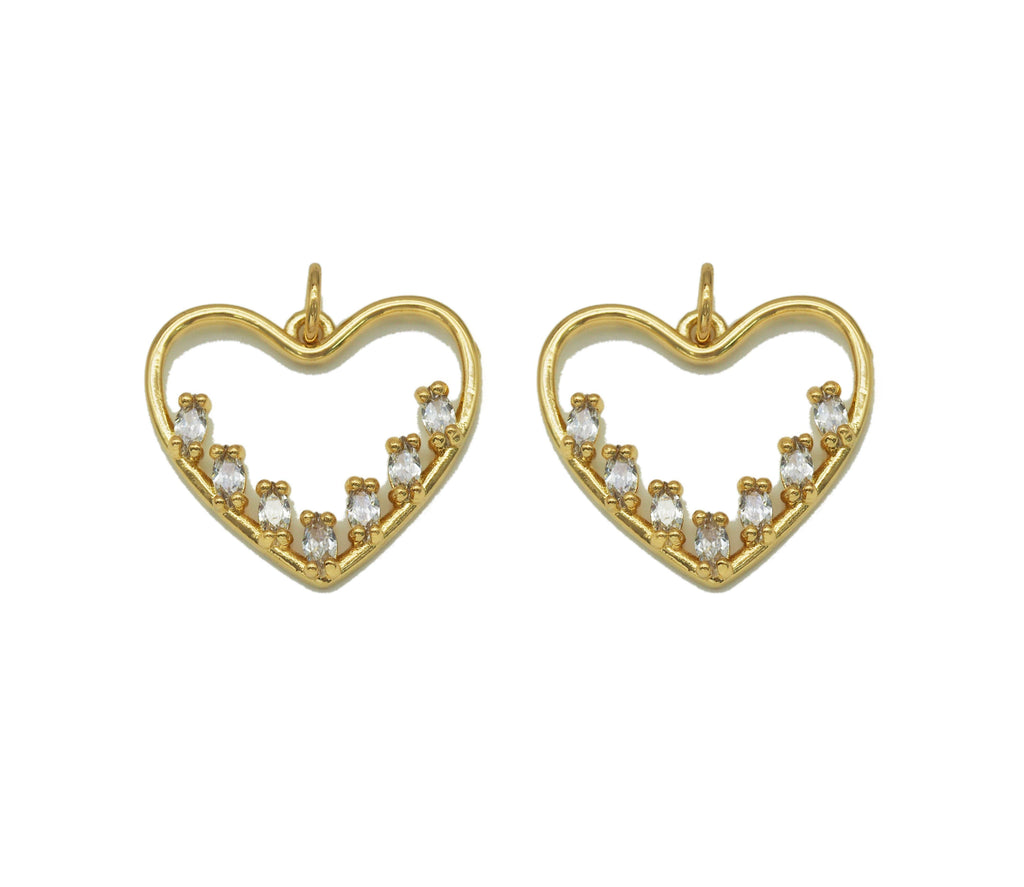CZ Heart Frame Charm, Sku#LK641