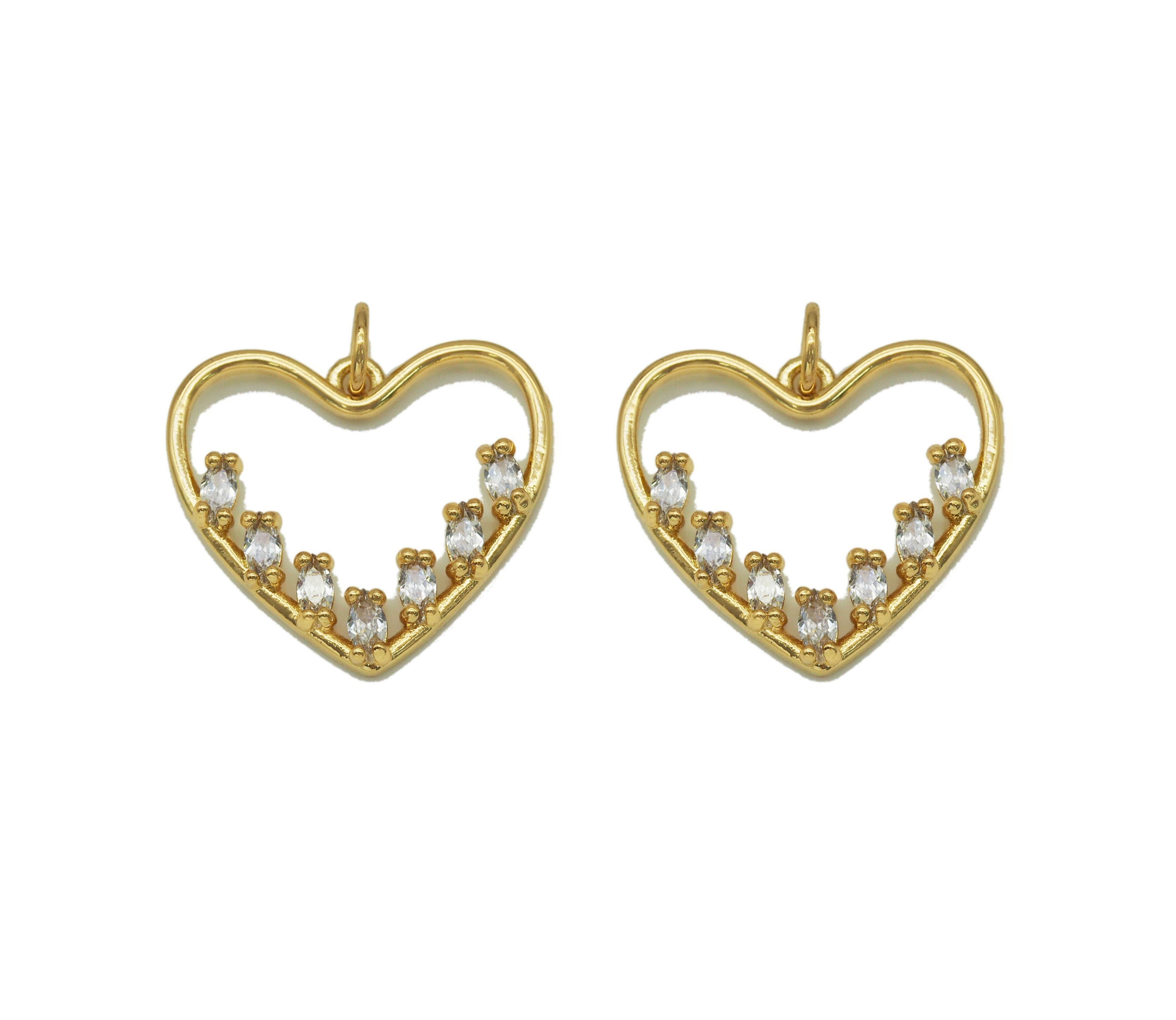 CZ Heart Frame Charm, Sku#LK641