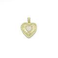 Gold Opal Heart Locket Charm Pendant, Sku#LX689