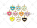 Enamel Colorful Evil Eye Heart Shape Pendant, Sku#F1414C