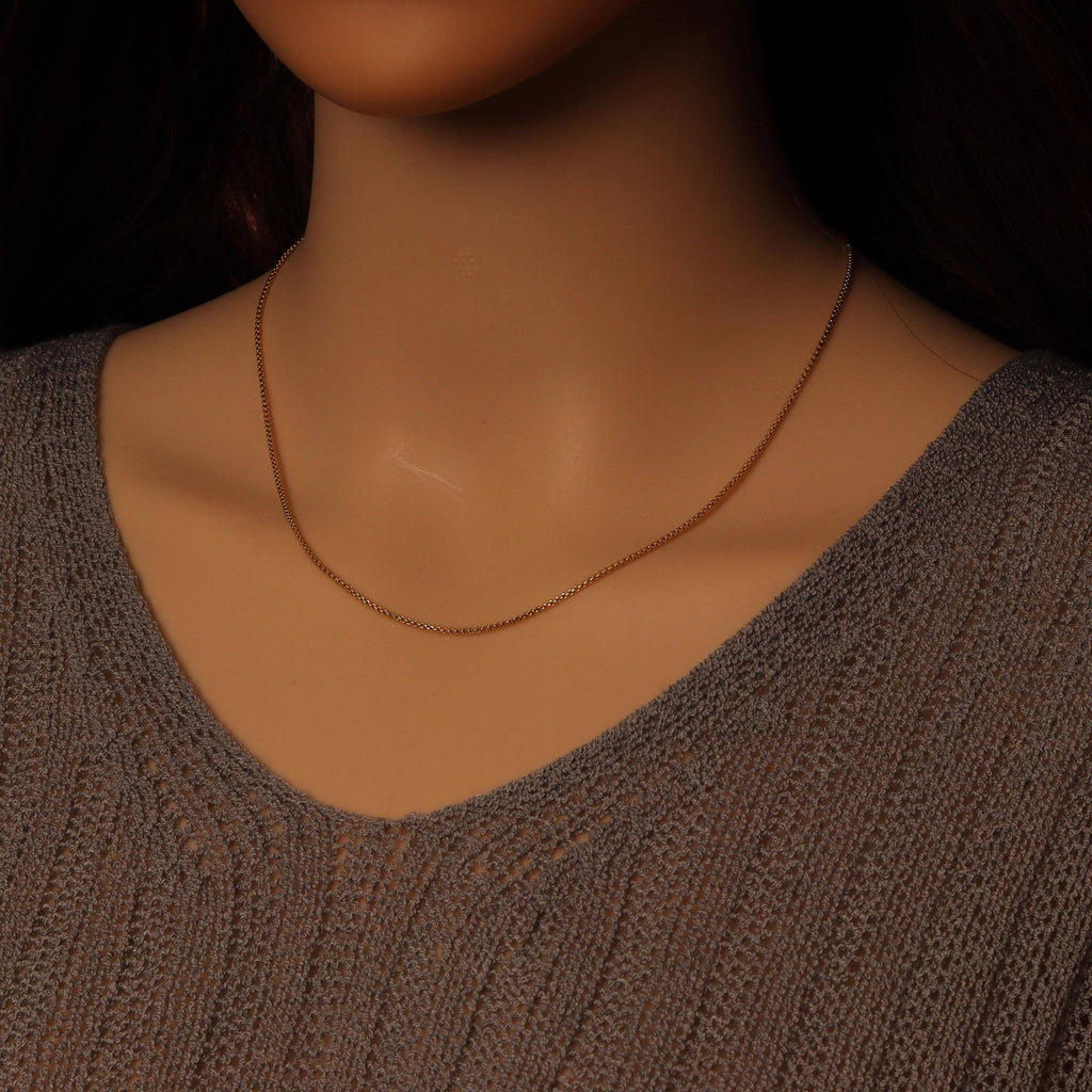Dainty Gold box Chain Adjustable Necklace, Sku#LD590
