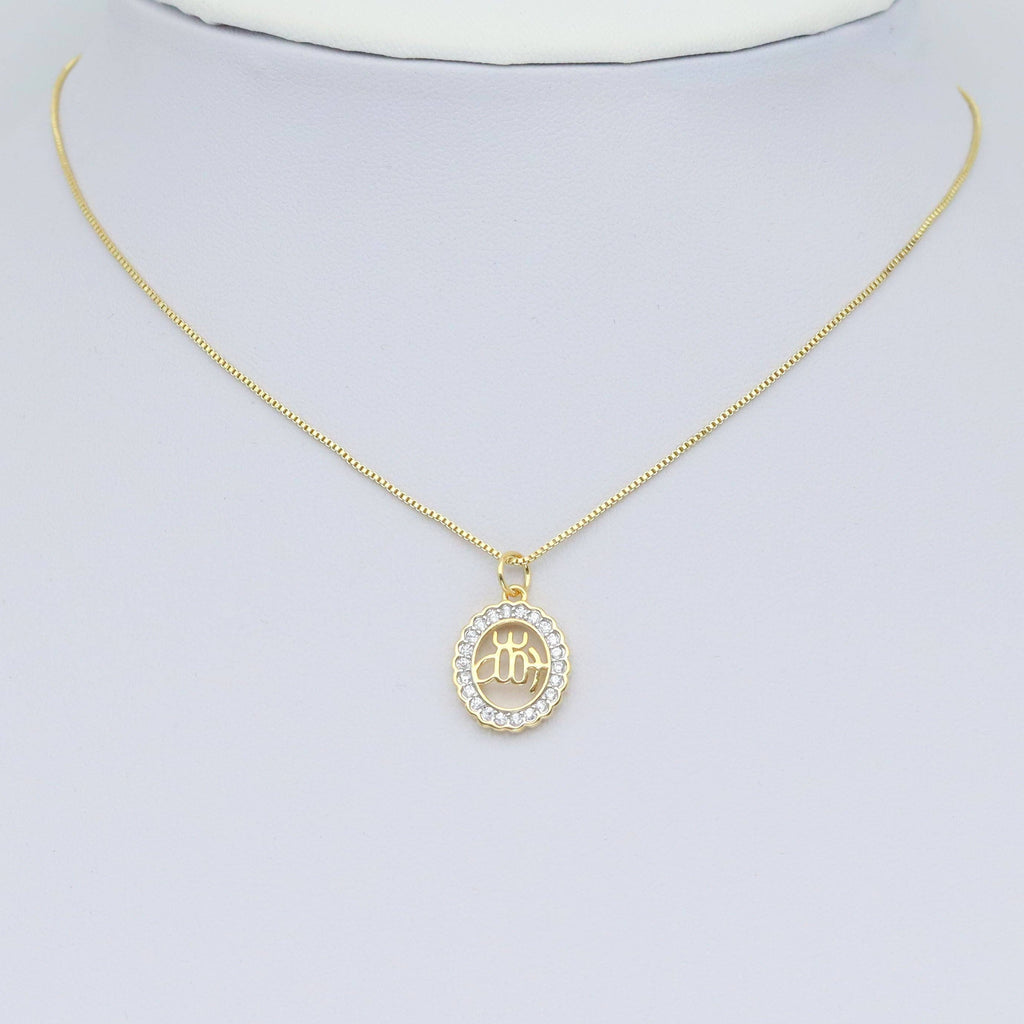 Dual color CZ Oval Shape OM Charm Pendant, Sku#LX659