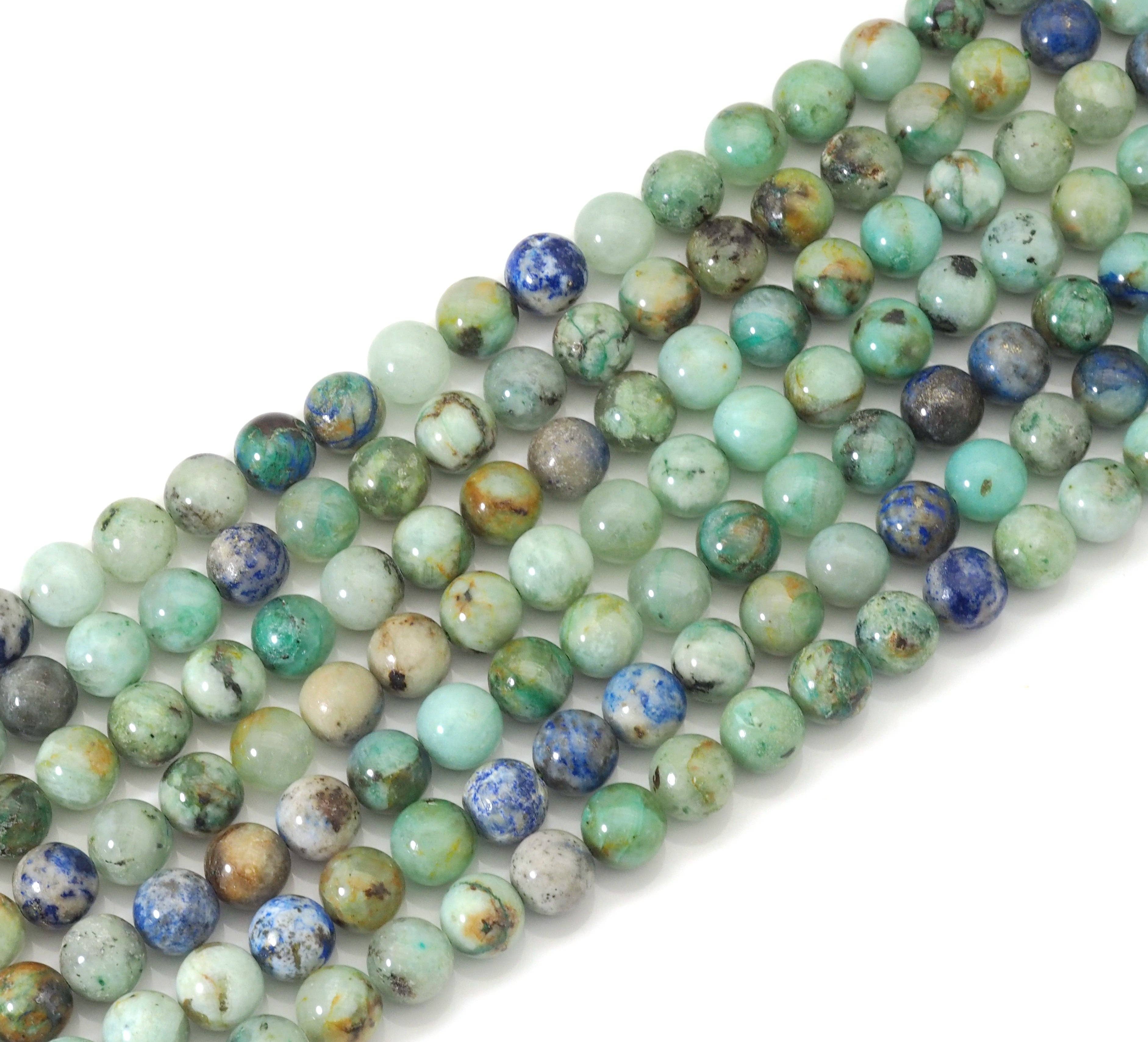 Genuine Quality Chrysocolla Round Smooth Beads, 8mm/10mm, Sku#U1488