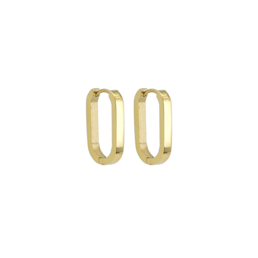 Gold Oval Zero Geometry Huggie Earrings, Sku#A257
