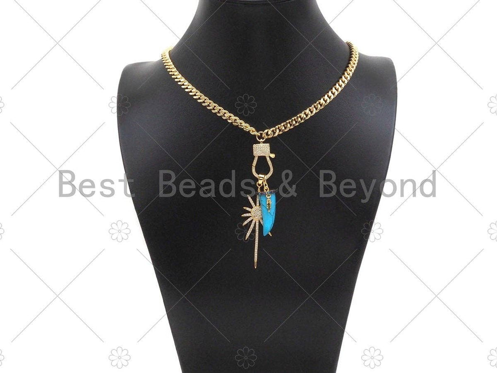 Black White Red Blue Horn Shape Pendant with Gold Finish, Co