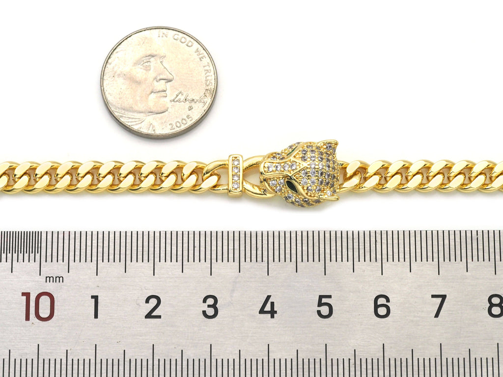 CZ Leopard Pather Head Chain Bracelet, Sku#JL167