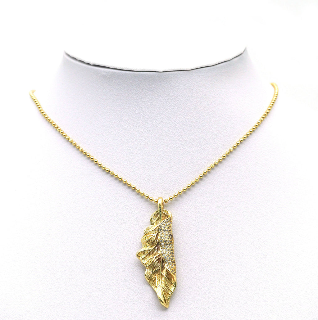 CZ Leaf Shape Charm, Sku#LX35c