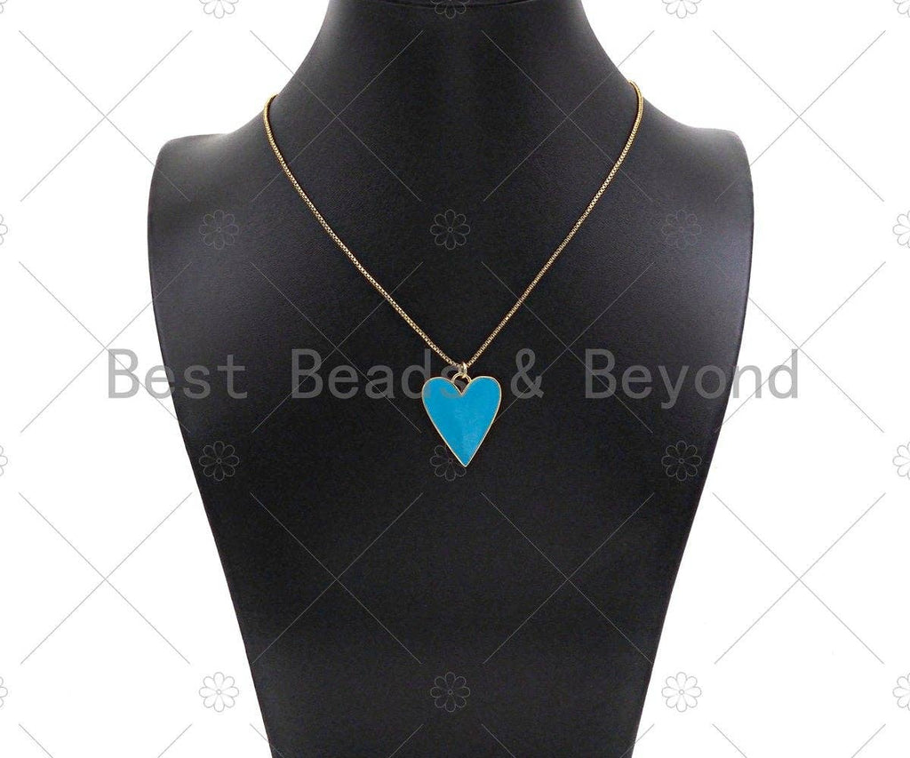 Gold Filled Black White Red Blue Enamel Heart Pendant, SKU#L504