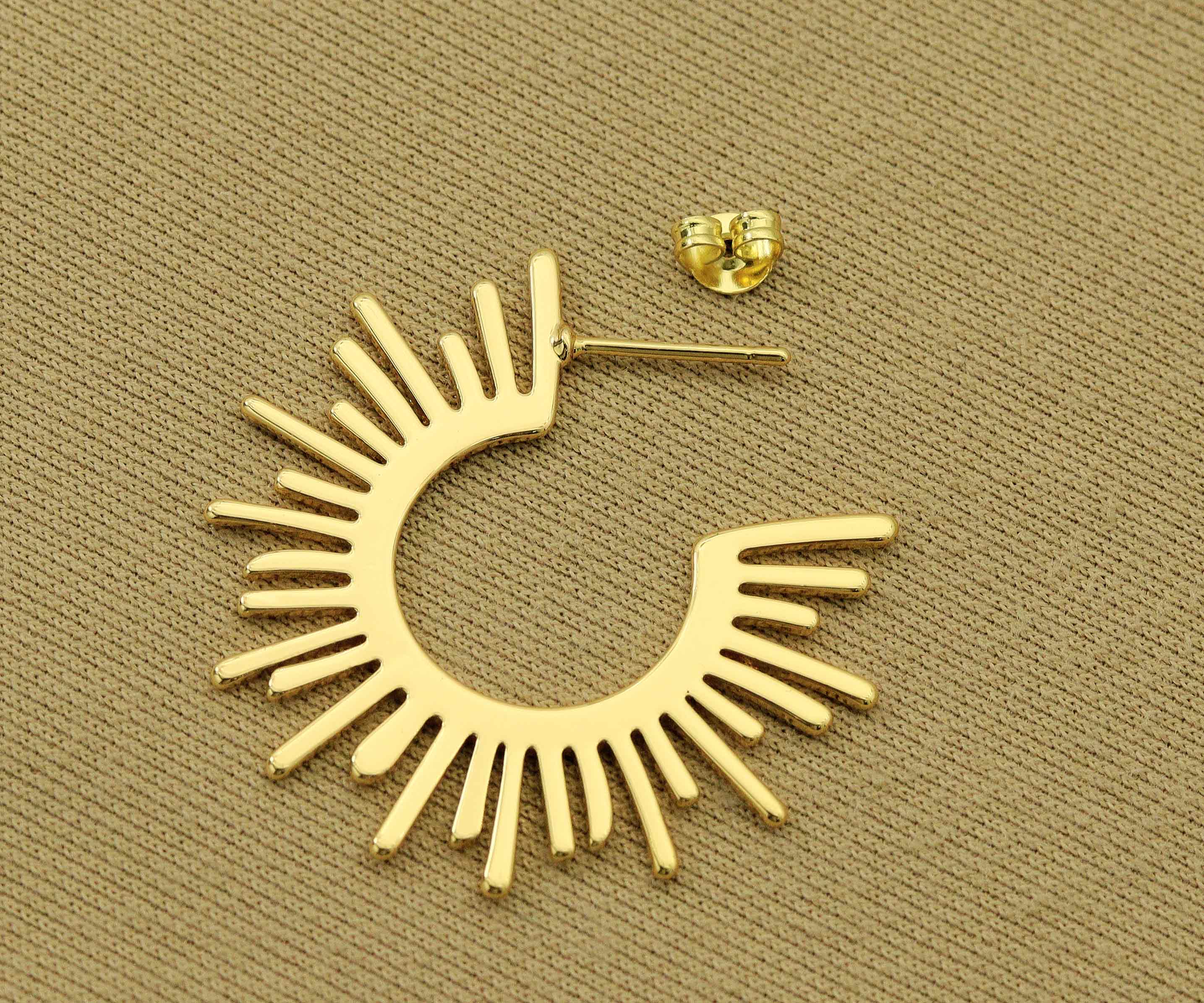 Gold Sunshine Latch Back Closure Earrings, Sku#ZX58