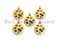 Colorful CZ Micro Pave Coin Shape Pendant,Cubic Zirconia Round Charm, Gold Pendant,16x20mm,sku#Y217