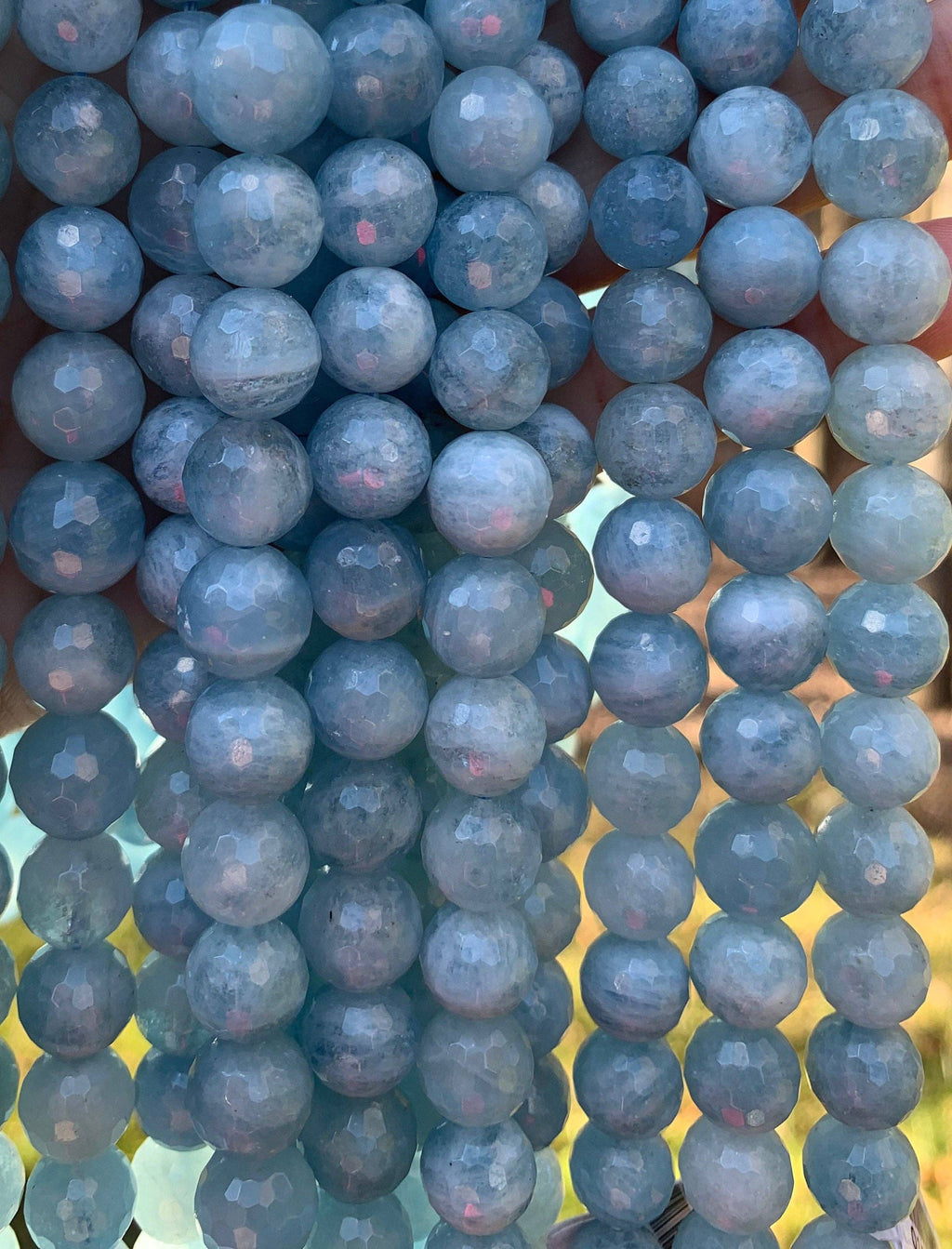 High Quality Genuine Aquamarine Faceted Round Beads, 8mm/10mm/12mm Natural Blue Beads, 15.5'' Full Strand, SKU#U1213