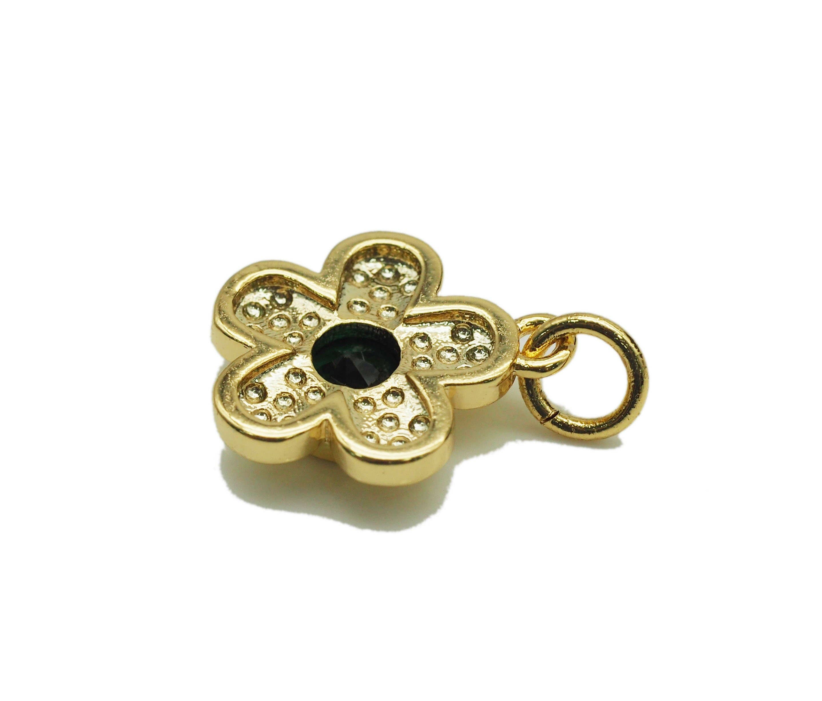 Colorful CZ Flower Charm, Sku#FH192