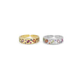 Gold Silver Multicolor Colorful CZ Adjustable Ring, Sku#B373