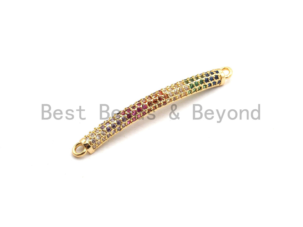 Rainbow CZ Micro Pave Bar Connector for Bracelet/Necklace, Link Connector, Spacer Connector, 3x36mm,sku#E432C