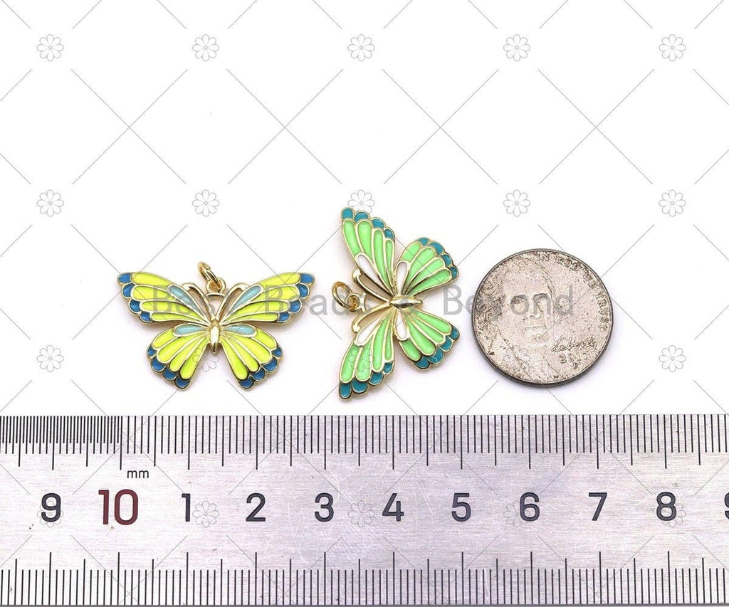 Enamel Colorful Butterfly Shape Pendant, 18K Gold Filled Butterfly Charm, Necklace Bracelet Charm Pendant,Sku#L637