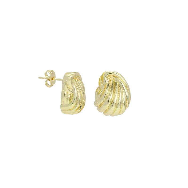 Gold Swirl snail Shape Stud Earrings, Sku#LX691