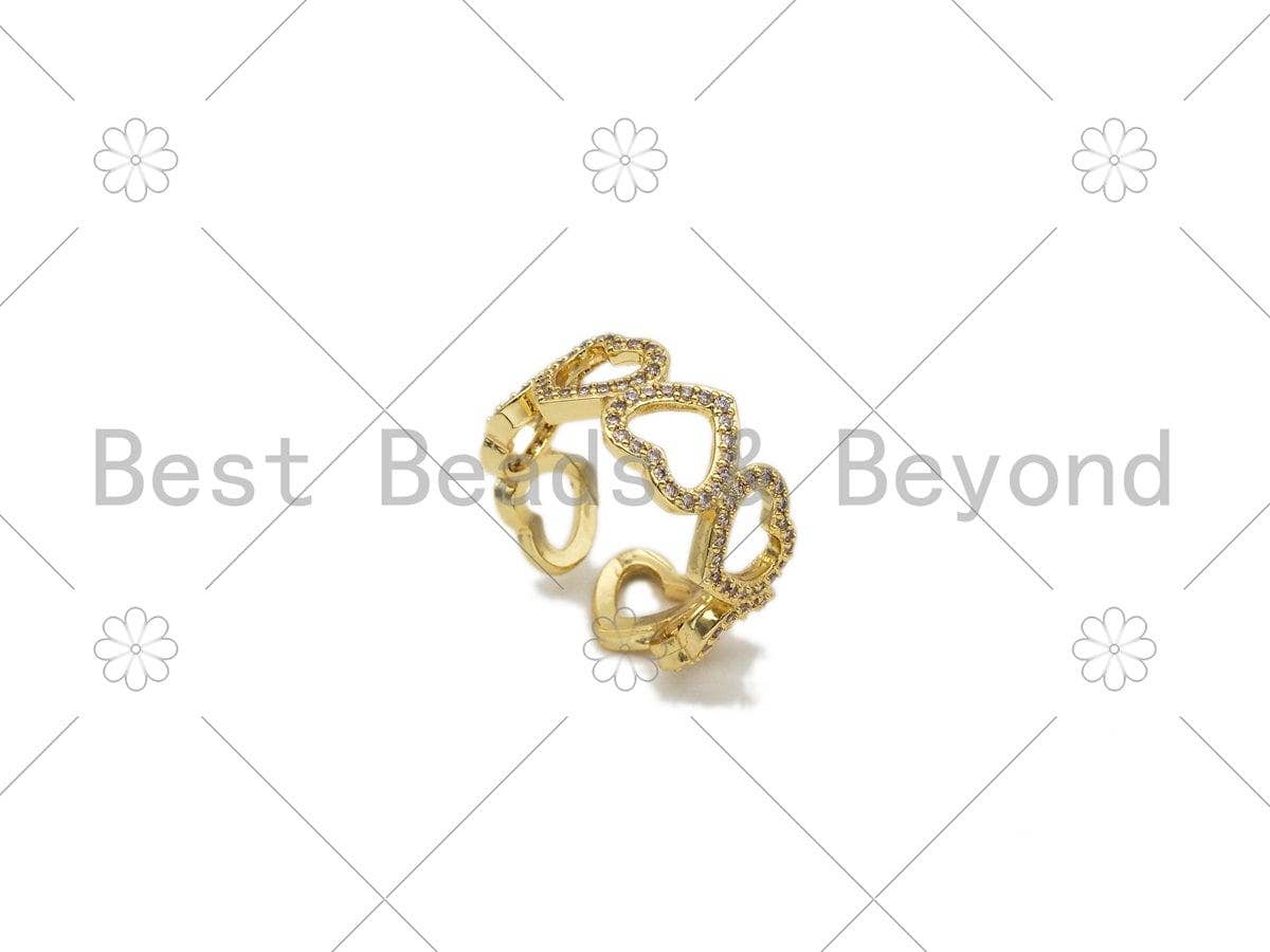 CZ Micro Pave String Heart ring, Sku#X220