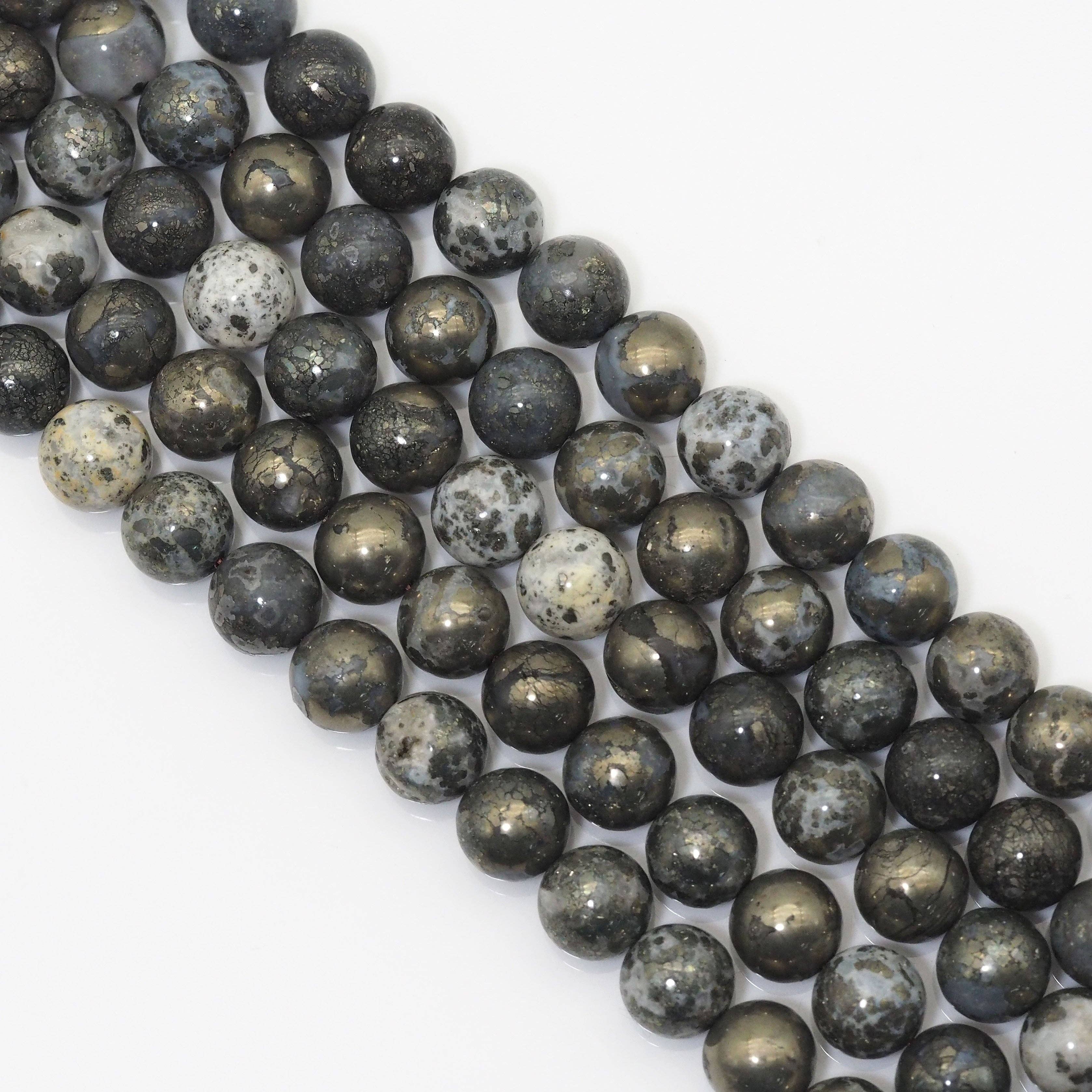 Genuine Silver Agate, 6mm/8mm/10mm Round Smooth Beads, Sku#U1616